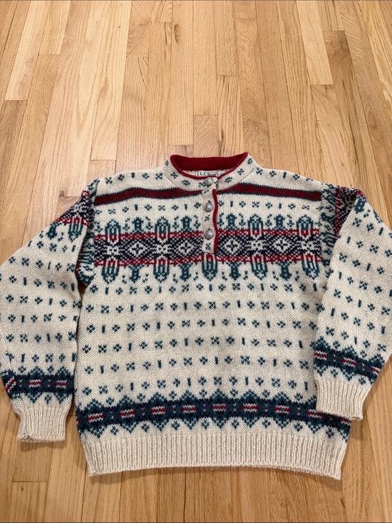 L.L. Bean Sweaters - Vintage L.L. Bean Wool Fair Isle Nordic Sweater Sz M